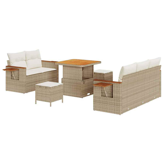 Conjunto de Sofá de Jardim 8 pcs Bege Rattan Sintético