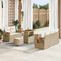 Conjunto de Sofá de Jardim 8 pcs Bege Rattan Sintético
