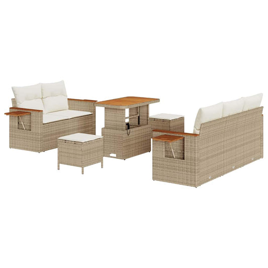 Conjunto de Sofá de Jardim 8 pcs Bege Rattan Sintético
