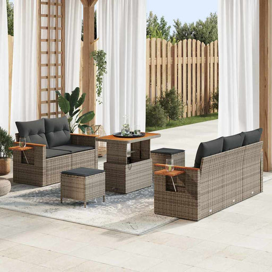 Conjunto de Sofá de Jardim 8 pcs Cinzeto Rattan Sintético