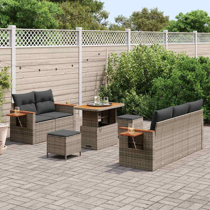 Conjunto de Sofá de Jardim 8 pcs Cinzeto Rattan Sintético