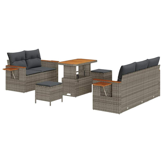 Conjunto de Sofá de Jardim 8 pcs Cinzeto Rattan Sintético