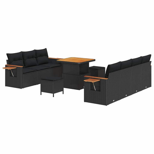 Conjunto de Sofá de Jardim 10 pcs Preto Rattan Sintético