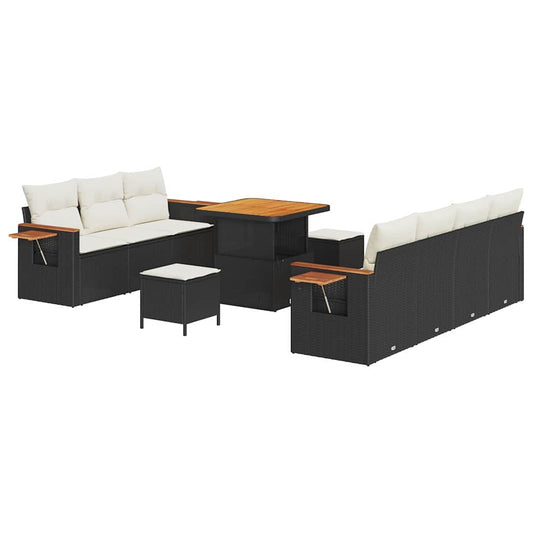 Conjunto de Sofá de Jardim 10 pcs Preto Rattan Sintético