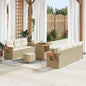 Conjunto de Sofá de Jardim 10 pcs Bege Rattan Sintético