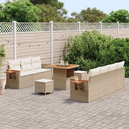 Conjunto de Sofá de Jardim 10 pcs Bege Rattan Sintético