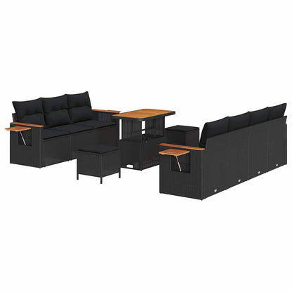 Conjunto de Sofá de Jardim 10 pcs Preto Rattan Sintético