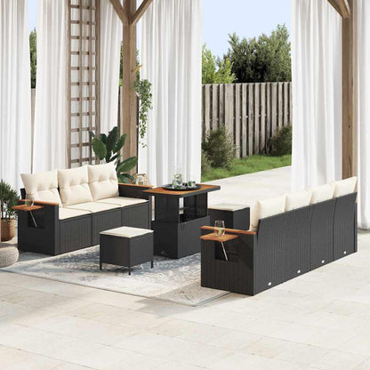 Conjunto de Sofá de Jardim 10 pcs Preto Rattan Sintético