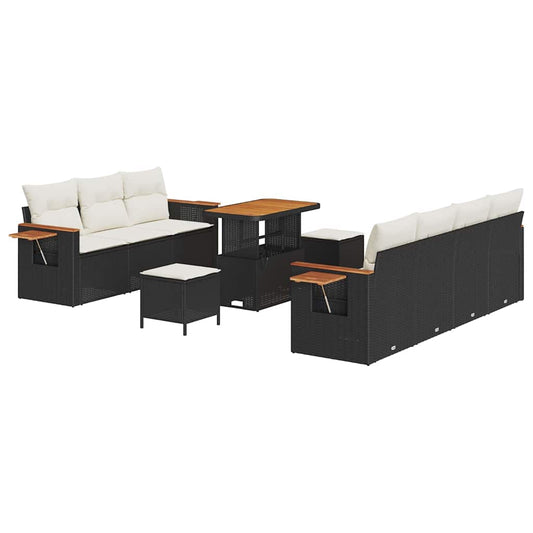 Conjunto de Sofá de Jardim 10 pcs Preto Rattan Sintético
