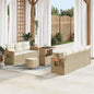 Conjunto de Sofá de Jardim 10 pcs Bege Rattan Sintético