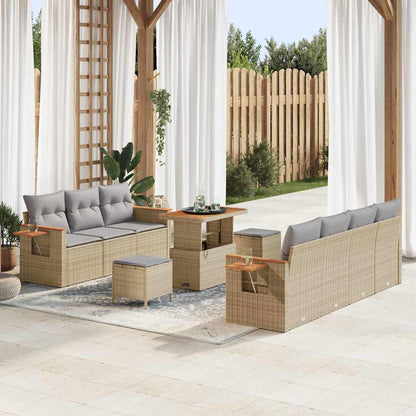 Conjunto de Sofá de Jardim 10 pcs Bege Rattan Sintético