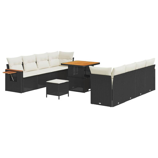 Conjunto de Sofá de Jardim 11 pcs Preto Rattan Sintético