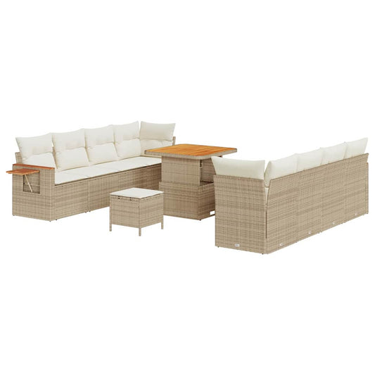 Conjunto de Sofá de Jardim 11 pcs Bege Rattan Sintético