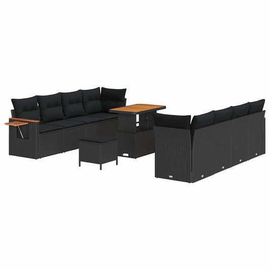 Conjunto de Sofá de Jardim 11 pcs Preto Rattan Sintético
