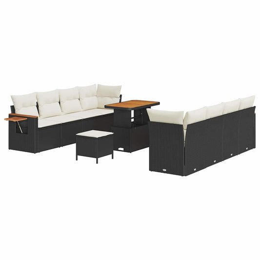 Conjunto de Sofá de Jardim 11 pcs Preto Rattan Sintético