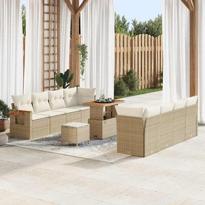 Conjunto de Sofá de Jardim 11 pcs Bege Rattan Sintético