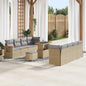 Conjunto de Sofá de Jardim 11 pcs Bege Rattan Sintético
