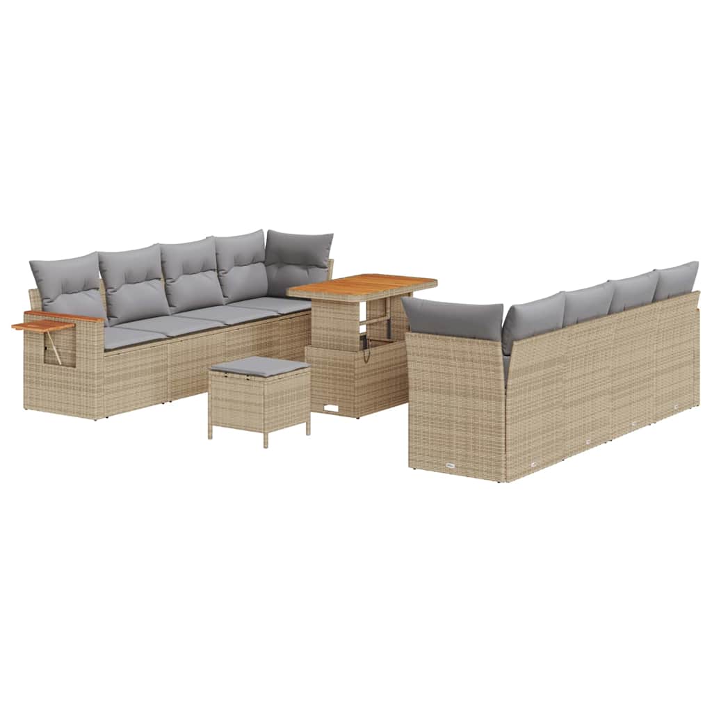 Conjunto de Sofá de Jardim 11 pcs Bege Rattan Sintético
