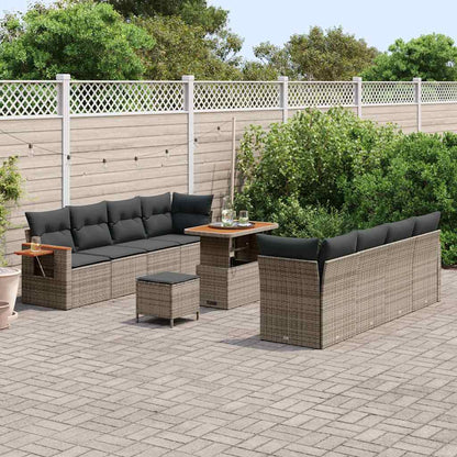 Conjunto de Sofá de Jardim 11 pcs Cinzeto Rattan Sintético
