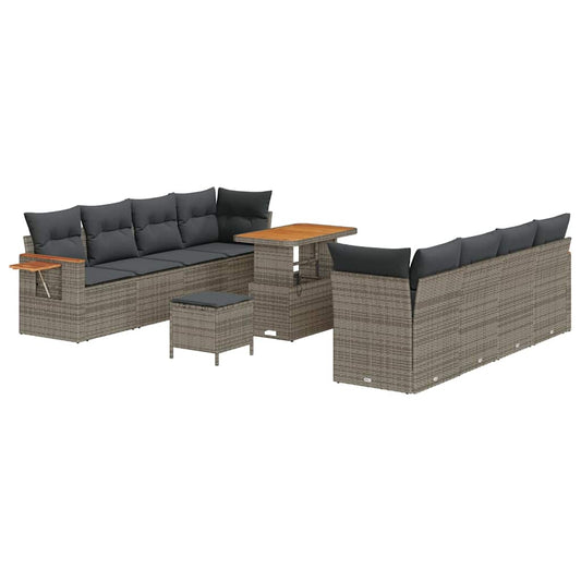 Conjunto de Sofá de Jardim 11 pcs Cinzeto Rattan Sintético