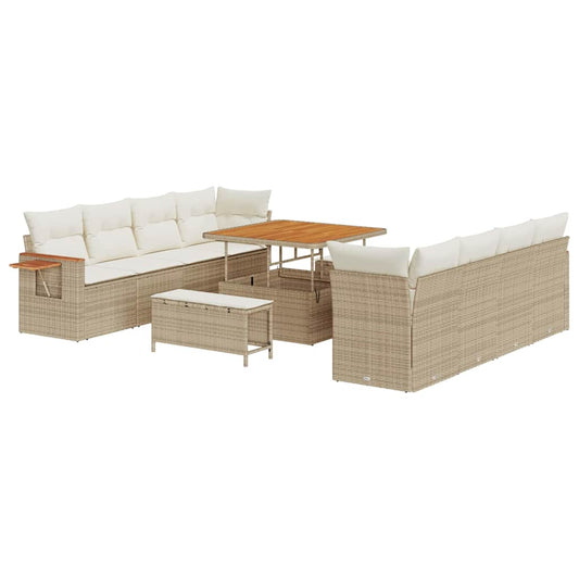 Conjunto de Sofá de Jardim 11 pcs Bege Rattan Sintético