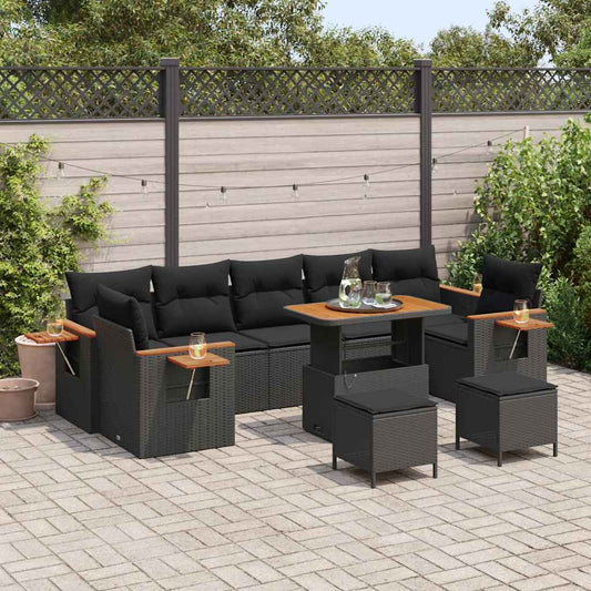 Conjunto de Sofá de Jardim 10 pcs Preto Rattan Sintético