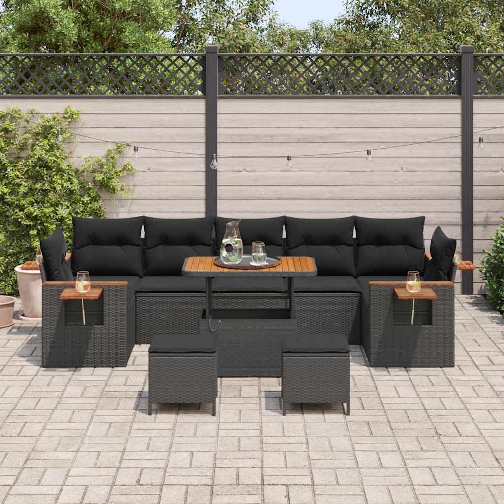 Conjunto de Sofá de Jardim 10 pcs Preto Rattan Sintético