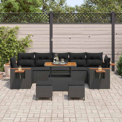 Conjunto de Sofá de Jardim 10 pcs Preto Rattan Sintético