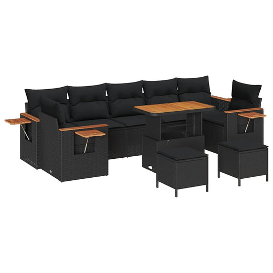 Conjunto de Sofá de Jardim 10 pcs Preto Rattan Sintético
