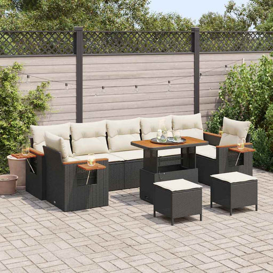 Conjunto de Sofá de Jardim 10 pcs Preto Rattan Sintético
