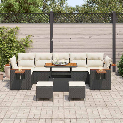 Conjunto de Sofá de Jardim 10 pcs Preto Rattan Sintético