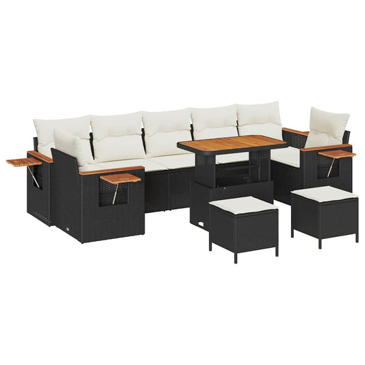 Conjunto de Sofá de Jardim 10 pcs Preto Rattan Sintético