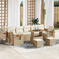 Conjunto de Sofá de Jardim 10 pcs Bege Rattan Sintético