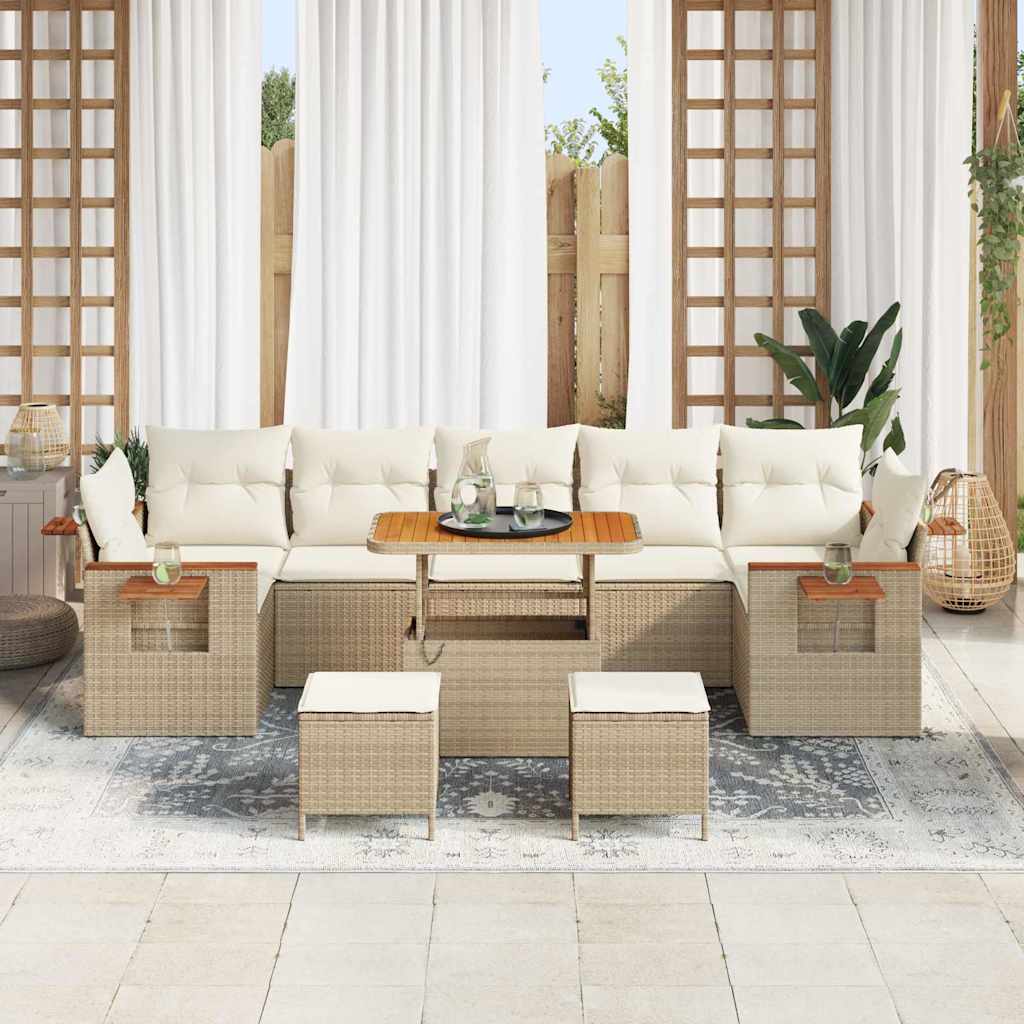 Conjunto de Sofá de Jardim 10 pcs Bege Rattan Sintético