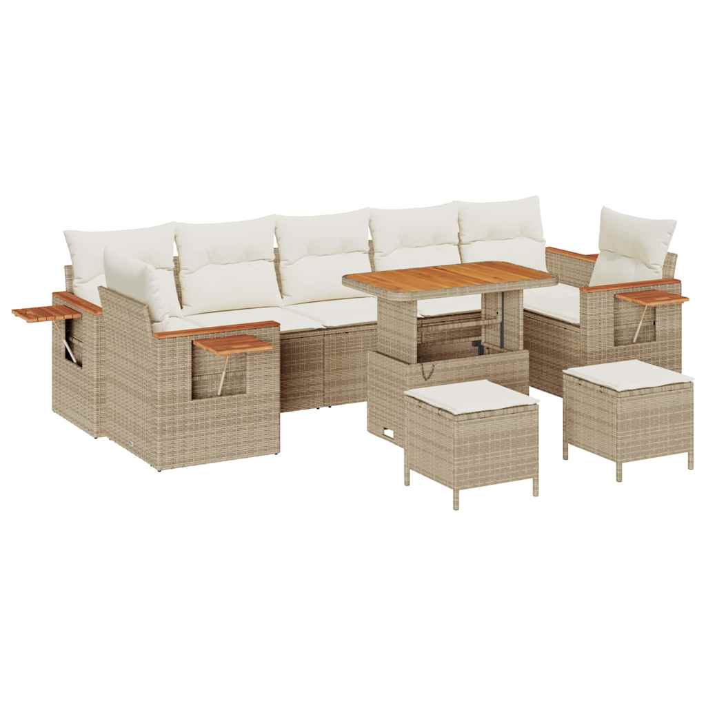 Conjunto de Sofá de Jardim 10 pcs Bege Rattan Sintético