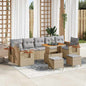 Conjunto de Sofá de Jardim 10 pcs Bege Rattan Sintético