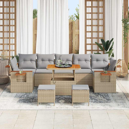 Conjunto de Sofá de Jardim 10 pcs Bege Rattan Sintético
