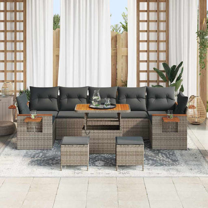 Conjunto de Sofá de Jardim 10 pcs Cinzeto Rattan Sintético