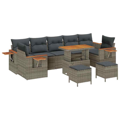 Conjunto de Sofá de Jardim 10 pcs Cinzeto Rattan Sintético