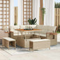 Conjunto de Sofá de Jardim 8 pcs Bege Rattan Sintético