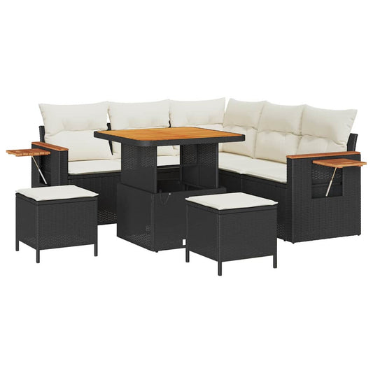 Conjunto de Sofá de Jardim 8 pcs Preto Rattan Sintético