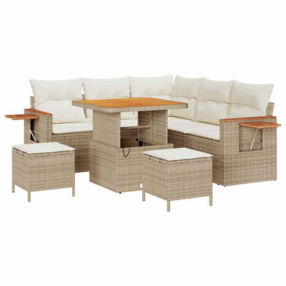 Conjunto de Sofá de Jardim 8 pcs Bege Rattan Sintético