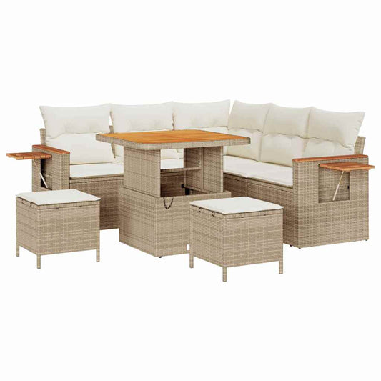 Conjunto de Sofá de Jardim 8 pcs Bege Rattan Sintético