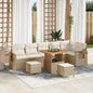 Conjunto de Sofá de Jardim 9 pcs Bege Rattan Sintético
