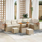 Conjunto de Sofá de Jardim 9 pcs Bege Rattan Sintético