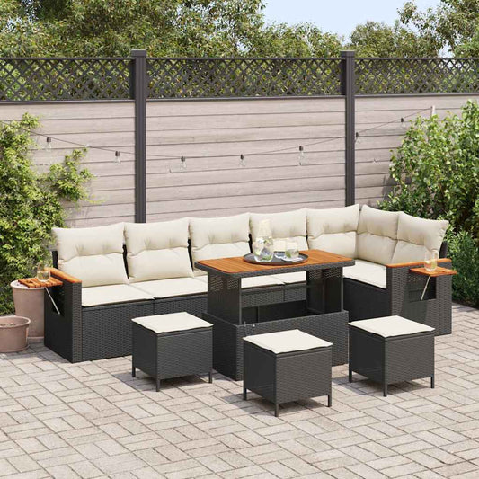 Conjunto de Sofá de Jardim 10 pcs Preto Rattan Sintético