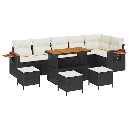 Conjunto de Sofá de Jardim 10 pcs Preto Rattan Sintético