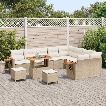 Conjunto de Sofá de Jardim 12 pcs Bege Rattan Sintético