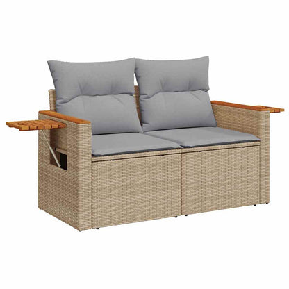 Conjunto de Sofá de Jardim com almofada Bege Rattan Sintético