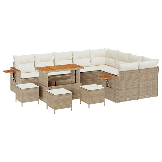 Conjunto de Sofá de Jardim 13 pcs Bege Rattan Sintético